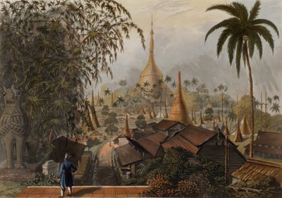 Veduta della Grande Pagoda Dagon e paesaggi adiacenti presi sulla strada orientale da Rangoon, tavola 16 da 
